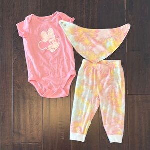 Adorable Disney Jumping Beans Baby Girl Pink Minnie Mouse Baby Outfit Set